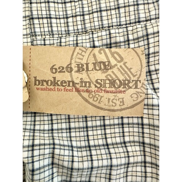NWT Men's 626‎ Blue Broken-In Shorts White Blue Plaid Flat Front Size W54 - Picture 15 of 15